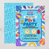 Invitation Fête d'anniversaire Piscine Basket (Devant / Derrière)