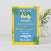 Invitation Fête d'anniversaire piscine cool (Debout devant)