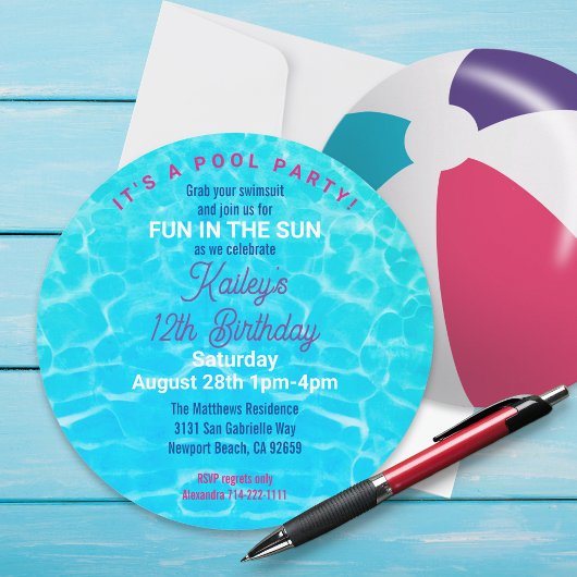 Invitation Fête d'anniversaire Piscine de ballons de plage