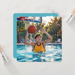 Invitation Fête d'anniversaire Piscine de Basketball