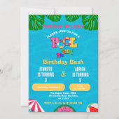 Invitation Fête d'anniversaire piscine éclaboussures (Devant)