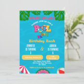 Invitation Fête d'anniversaire piscine éclaboussures (Debout devant)
