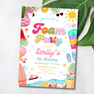 Invitation Fête d'anniversaire Piscine en Mousse Bash d'été F