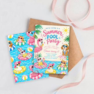 Invitation Fête d'anniversaire Piscine Été, Fête de piscine A