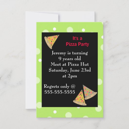 Invitation Fête d'anniversaire Pizza (Devant)