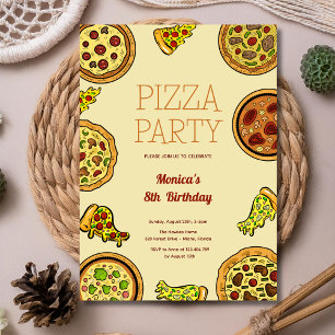 Invitation Fête d'anniversaire pizza dessin animé