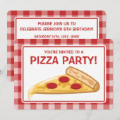 Invitation Fête d'anniversaire Pizza Party (Devant / Derrière)