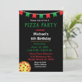Invitation Fête d'anniversaire pizza pour enfants (Debout devant)