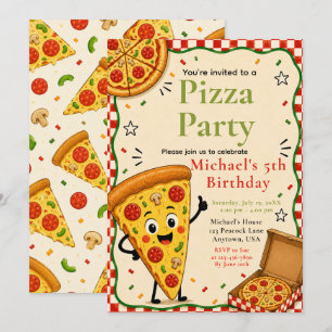 Invitation Fête d'anniversaire Pizza pour Enfants 5ème Annive