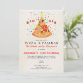 Invitation Fête d'anniversaire Pizza & Pyjamas Noël (Debout devant)