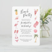 Invitation Fête d'anniversaire plage aquarelle (Debout devant)