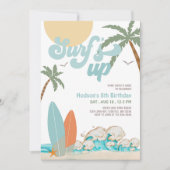 Invitation Fête d'anniversaire plage garçon surf surfant TOUS (Devant)