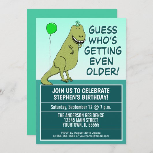 Invitation Fête d'anniversaire plus ancienne de obtention (Devant / Derrière)