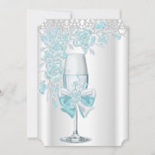 Invitation Fête d'anniversaire Plutôt Turquoise Blue Rose Cha (Dos)