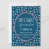 Invitation Fête d'anniversaire points d'aquarelle rose (Devant)