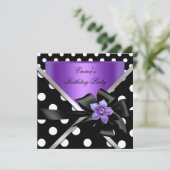 Invitation Fête d'anniversaire points noirs violets (Debout devant)