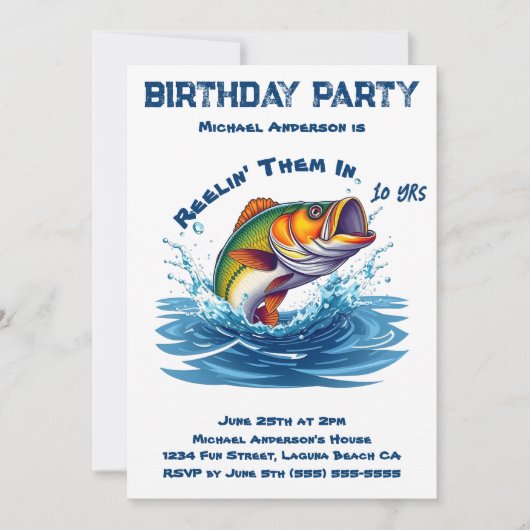 Invitation Fête d'anniversaire-Poisson (Devant)