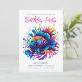 Invitation Fête d'anniversaire - Poisson coloré (Debout devant)