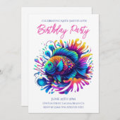 Invitation Fête d'anniversaire - Poisson coloré (Devant / Derrière)