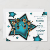 Invitation Fête d'anniversaire pom-pom girl (Devant)