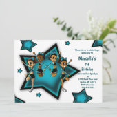 Invitation Fête d'anniversaire pom-pom girl (Debout devant)