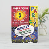 Invitation Fête d'anniversaire Pop Art de bande dessinée (Debout devant)