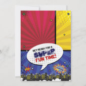Invitation Fête d'anniversaire Pop Art de bande dessinée (Dos)