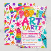 Invitation Fête d'anniversaire Pop-It Art (Devant / Derrière)