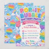 Invitation Fête d'anniversaire Pop It Bubble (Devant / Derrière)