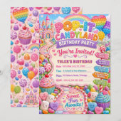 Invitation Fête d'anniversaire Pop-It Candyland (Devant / Derrière)