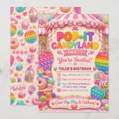 Invitation Fête d'anniversaire Pop-It Candyland (Devant / Derrière)