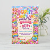 Invitation Fête d'anniversaire Pop-It Candyland (Debout devant)