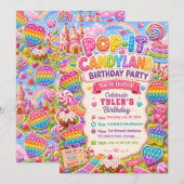 Invitation Fête d'anniversaire Pop-It Candyland (Devant / Derrière)