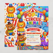 Invitation Fête d'anniversaire Pop It Cirque (Devant / Derrière)