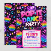 Invitation Fête d'anniversaire Pop It Dance (Devant / Derrière)