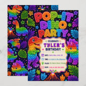 Invitation Fête d'anniversaire Pop It Dinosaure (Devant / Derrière)