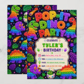 Invitation Fête d'anniversaire Pop It Dinosaure (Devant / Derrière)