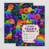 Invitation Fête d'anniversaire Pop It Dinosaure (Devant / Derrière)