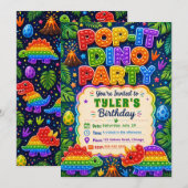 Invitation Fête d'anniversaire Pop It Dinosaure (Devant / Derrière)