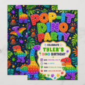Invitation Fête d'anniversaire Pop It Dinosaure (Devant / Derrière)