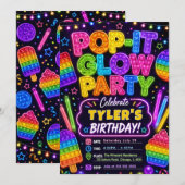 Invitation Fête d'anniversaire Pop It Glow (Devant / Derrière)