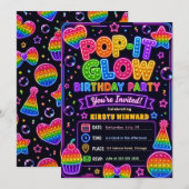 Invitation Fête d'anniversaire Pop It Glow (Devant / Derrière)