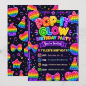 Invitation Fête d'anniversaire Pop It Glow (Devant / Derrière)