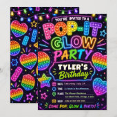 Invitation Fête d'anniversaire Pop It Glow (Devant / Derrière)