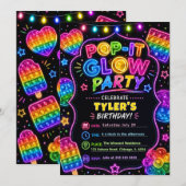 Invitation Fête d'anniversaire Pop It Glow (Devant / Derrière)
