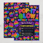 Invitation Fête d'anniversaire Pop It Glow (Devant / Derrière)