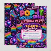 Invitation Fête d'anniversaire Pop It Roller Disco (Devant / Derrière)