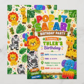 Invitation Fête d'anniversaire Pop It Safari (Devant / Derrière)