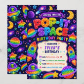 Invitation Fête d'anniversaire Pop It Space (Devant / Derrière)