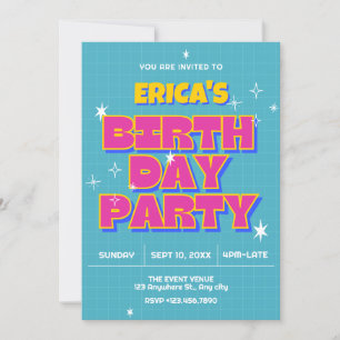 Invitation Fête d'anniversaire pop rétro